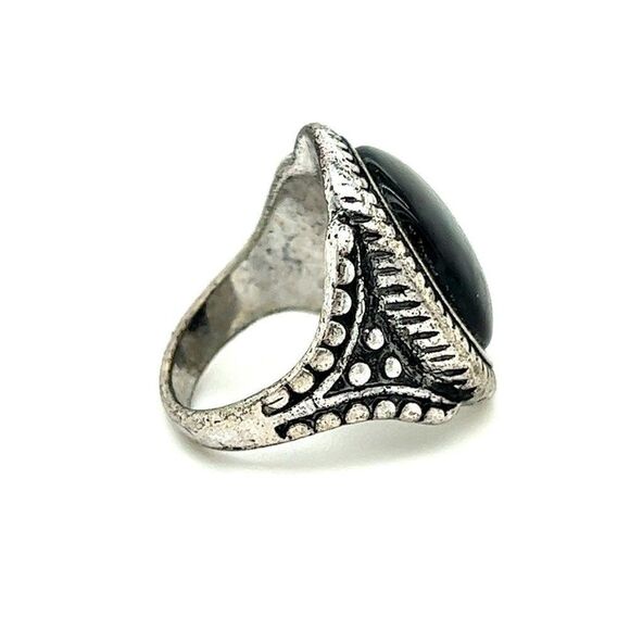 Silver Plated Oval Stone Ring - Picture 3 of 5